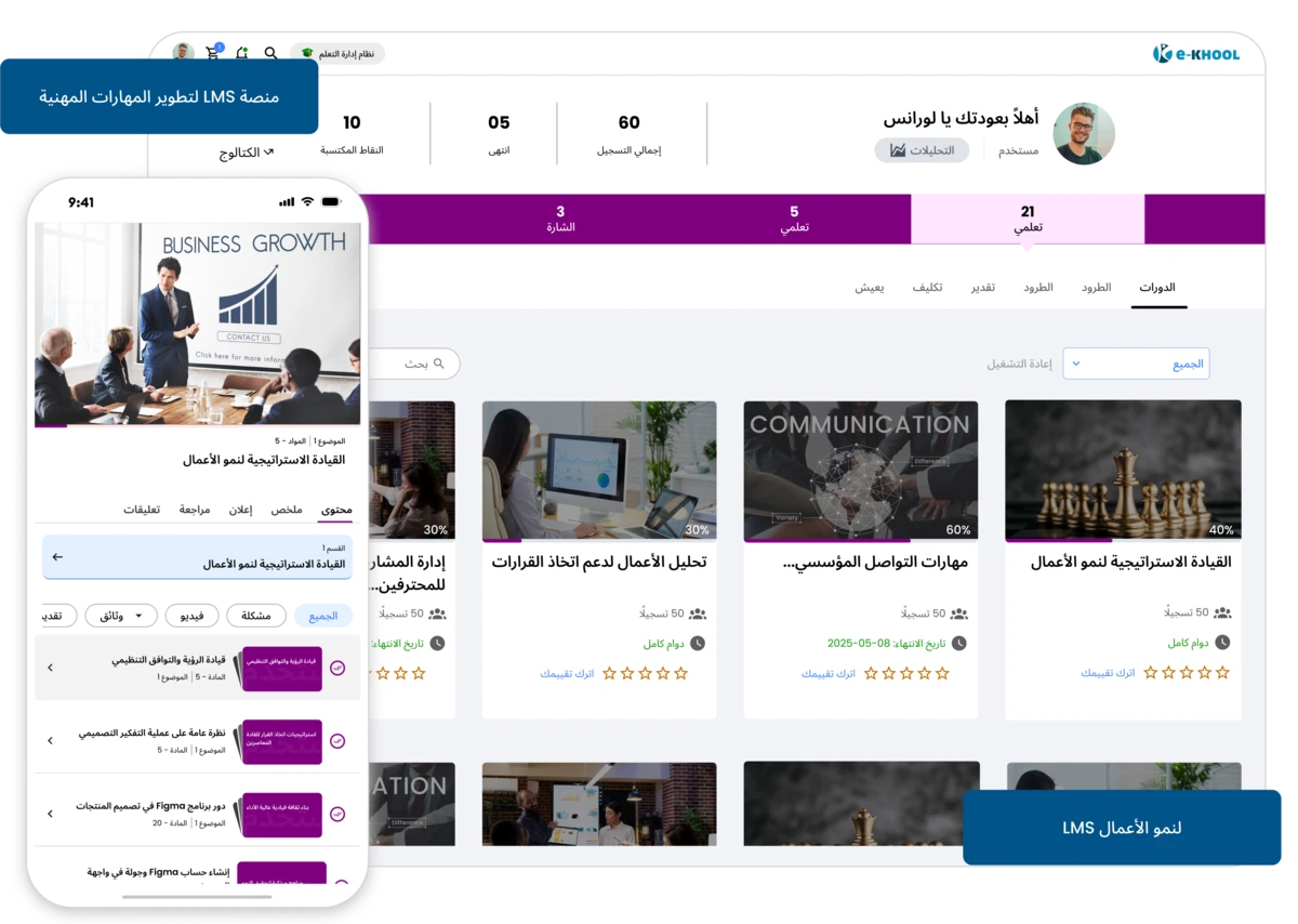 نظام إدارة التعلم لدعم نمو الأعمال وتطوير الكفاءات المهنية