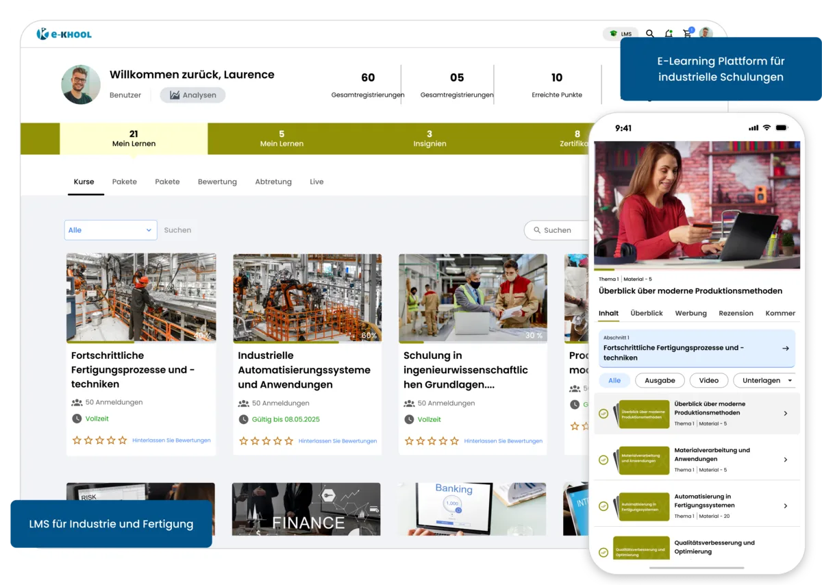 Industrie-LMS für Produktions- und Sicherheitstrainings