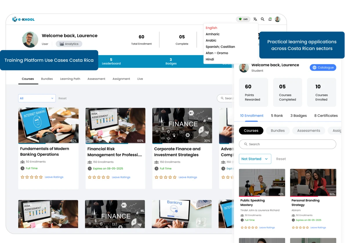 Learning platform with Costa Rica support