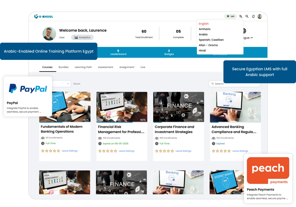 Online training platform with Arabic support and secure access in Egypt