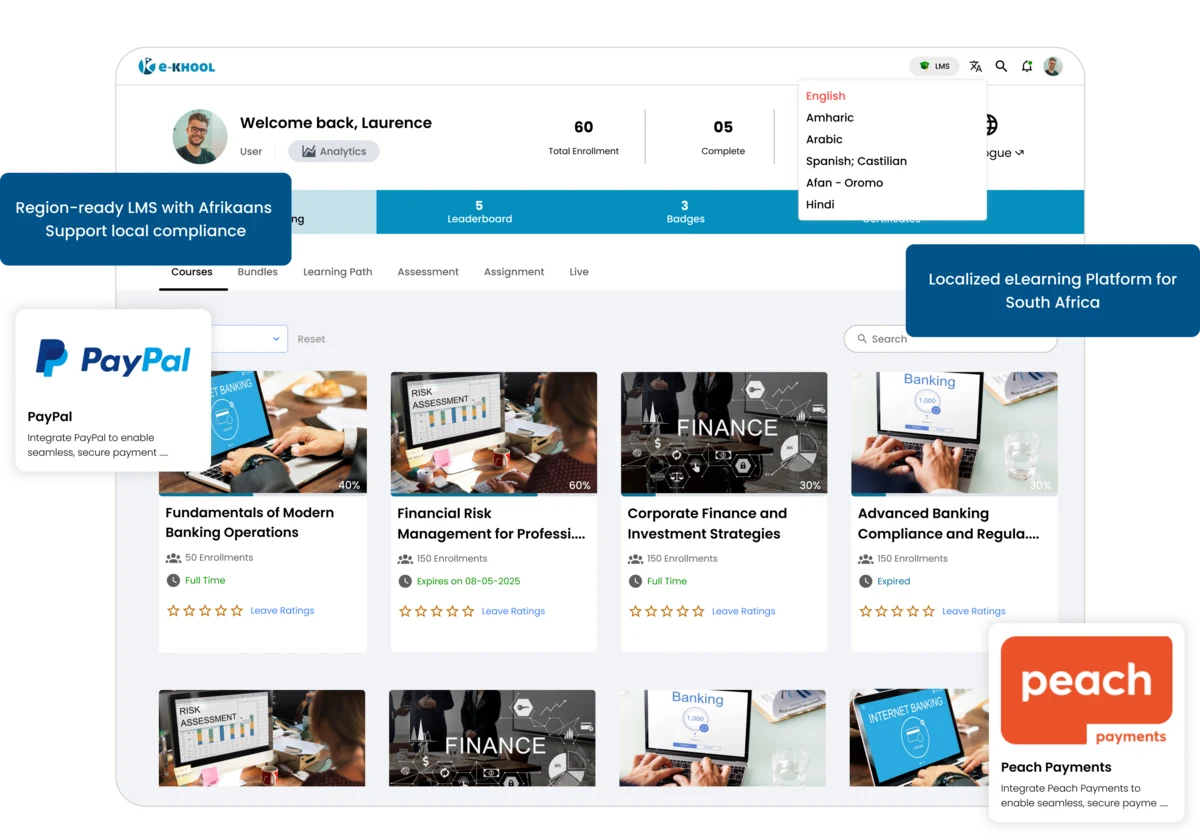 eLearning platform with South African localization
