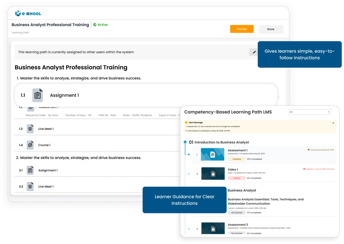 Clear learner guidance using learning platforms and smart LMS systems