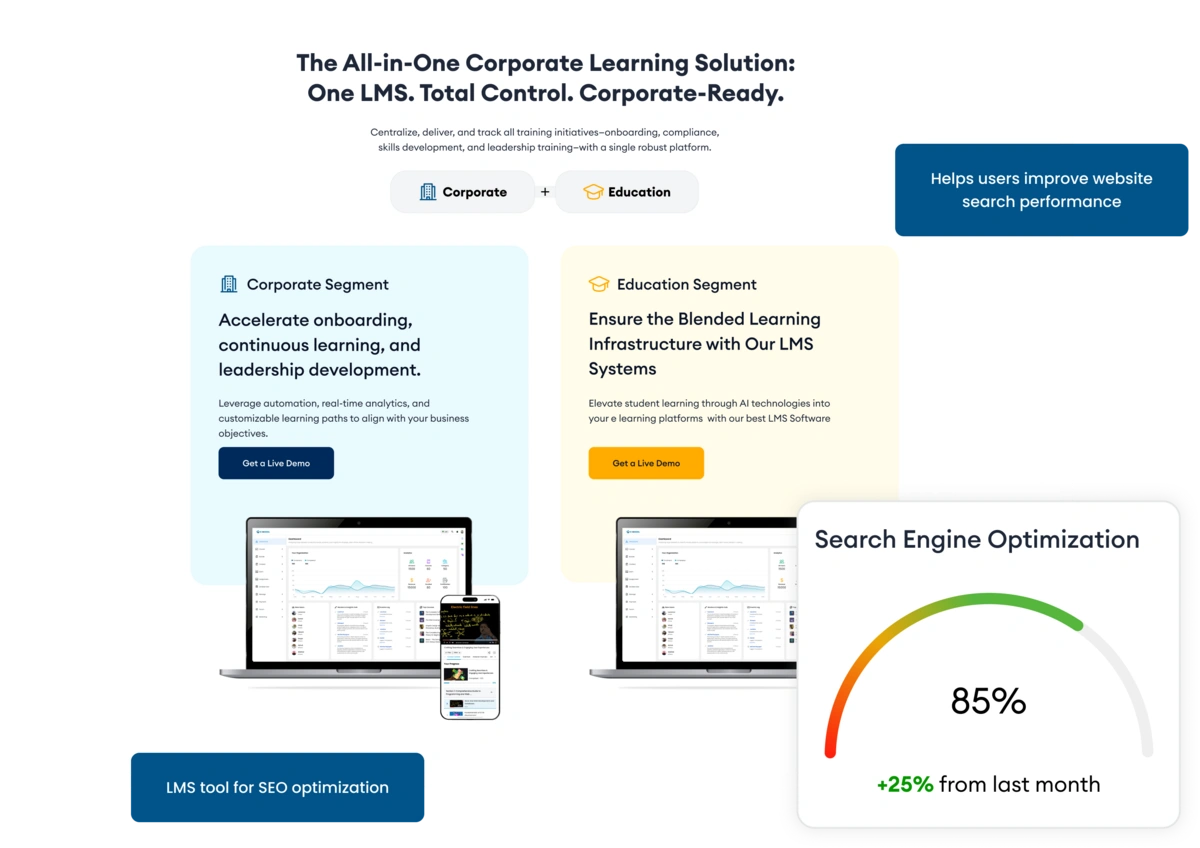 LMS with SEO optimization tools to boost visibility and user reach