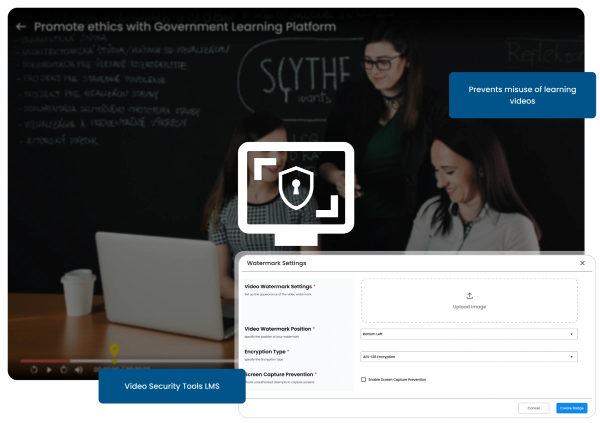 Protect your video content with watermarking, secure streaming, and access control tools to ensure safe and controlled LMS viewing