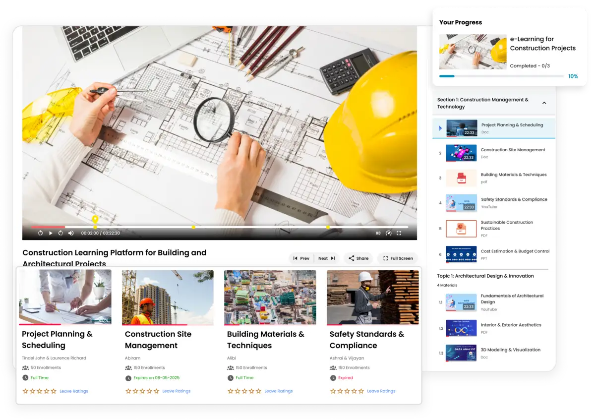 e-learning solutions for Construction Industry helps in building, administering architechural projects