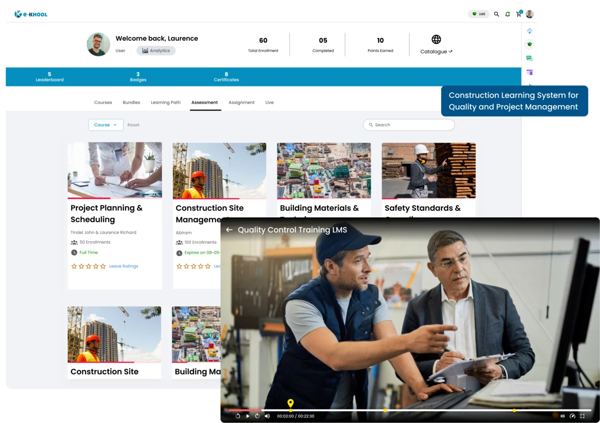 Use the Construction Learning Platform to manage projects and ensure quality control across sites