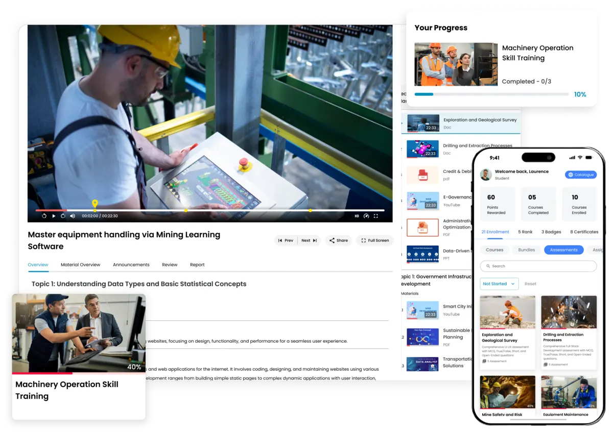 Machinery operation skill enhancement training with e-KHOOL LMS for mining industry workforce