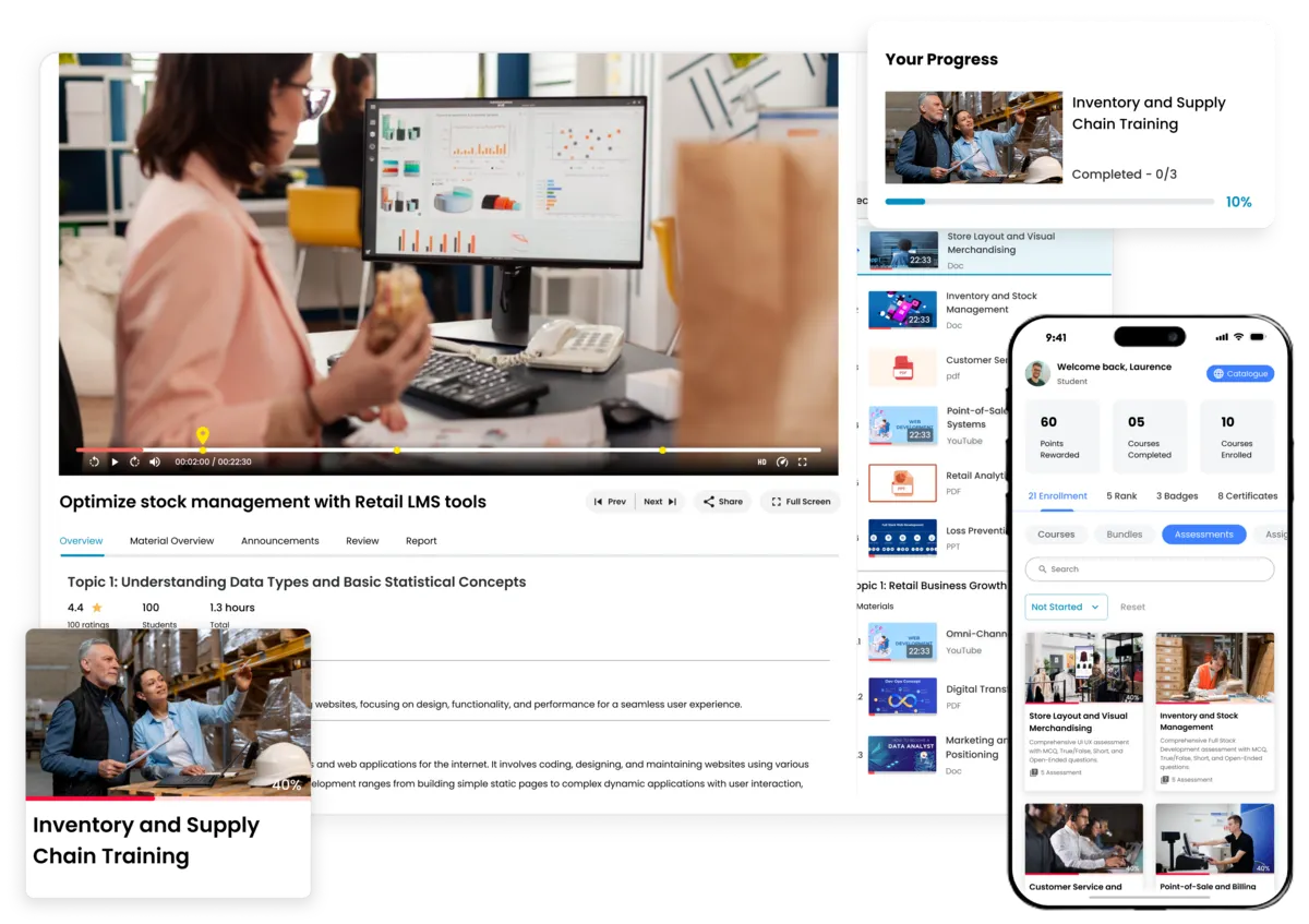 LMS providing inventory, merchandising, and supply chain training for retail teams