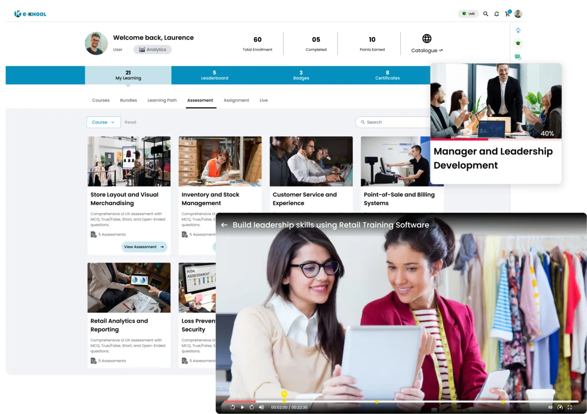 LMS supporting manager and leadership development for retail professionals