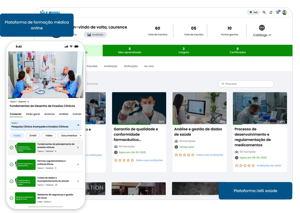 Plataforma especializada LMS saúde