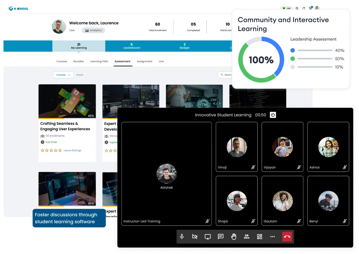 LMS platform for community discussion and interactive learning among students