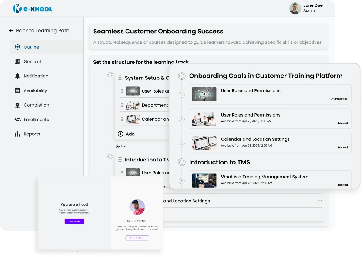 Onboarding Goals in Customer Training Platform