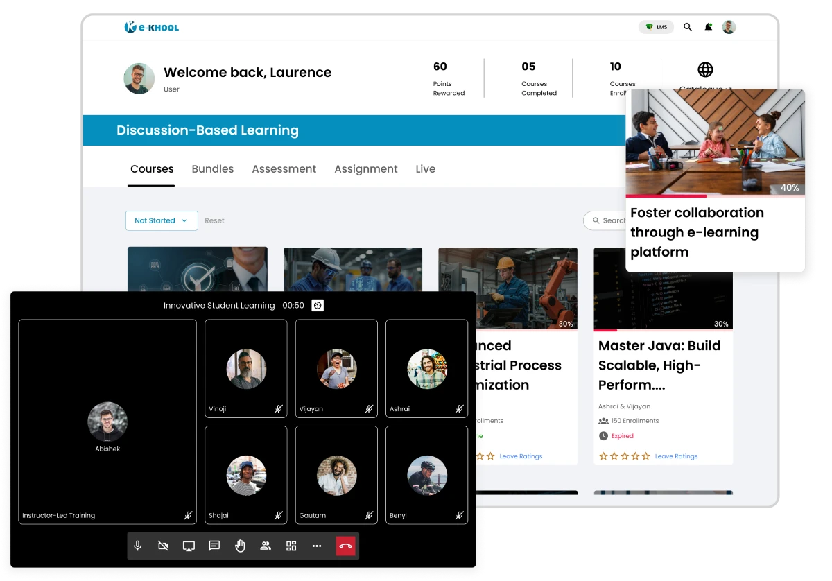 discussion-based e-learning approach that encourages collaborative learning