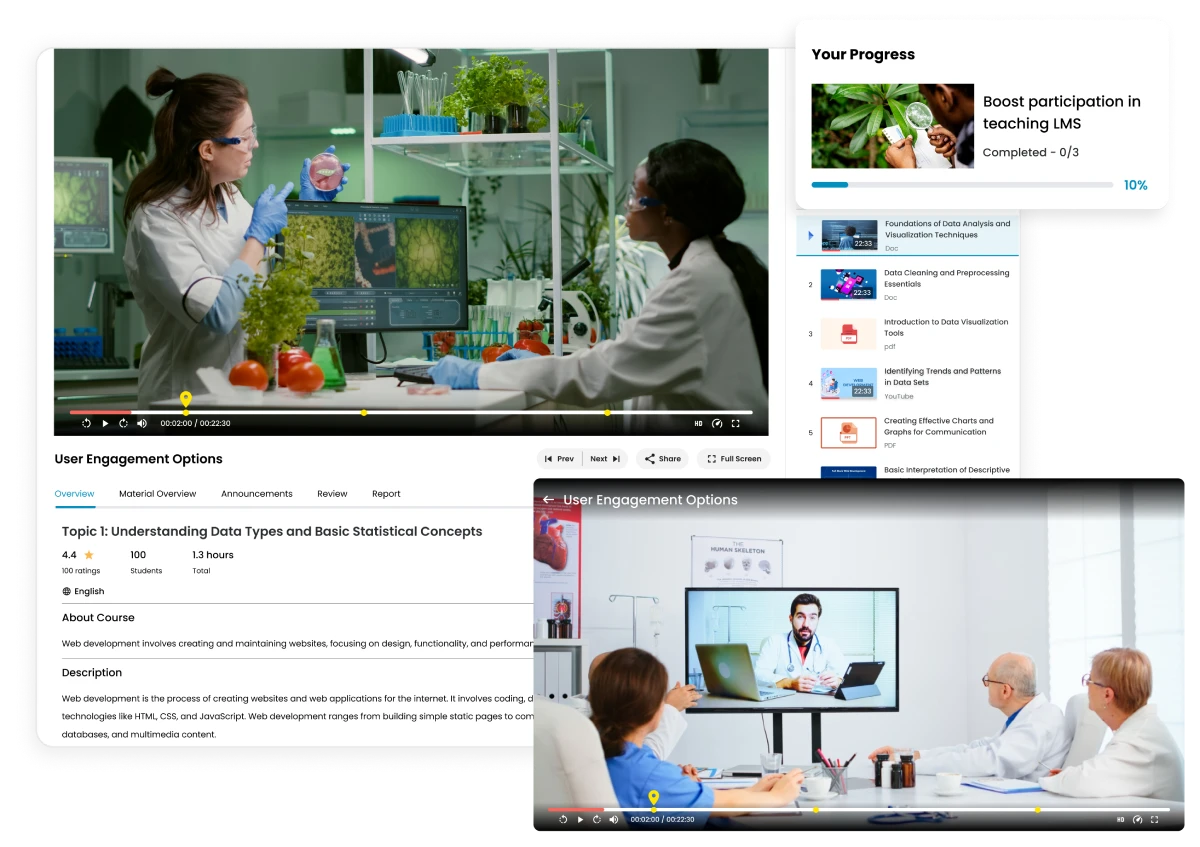 User Engagement options in teaching LMS