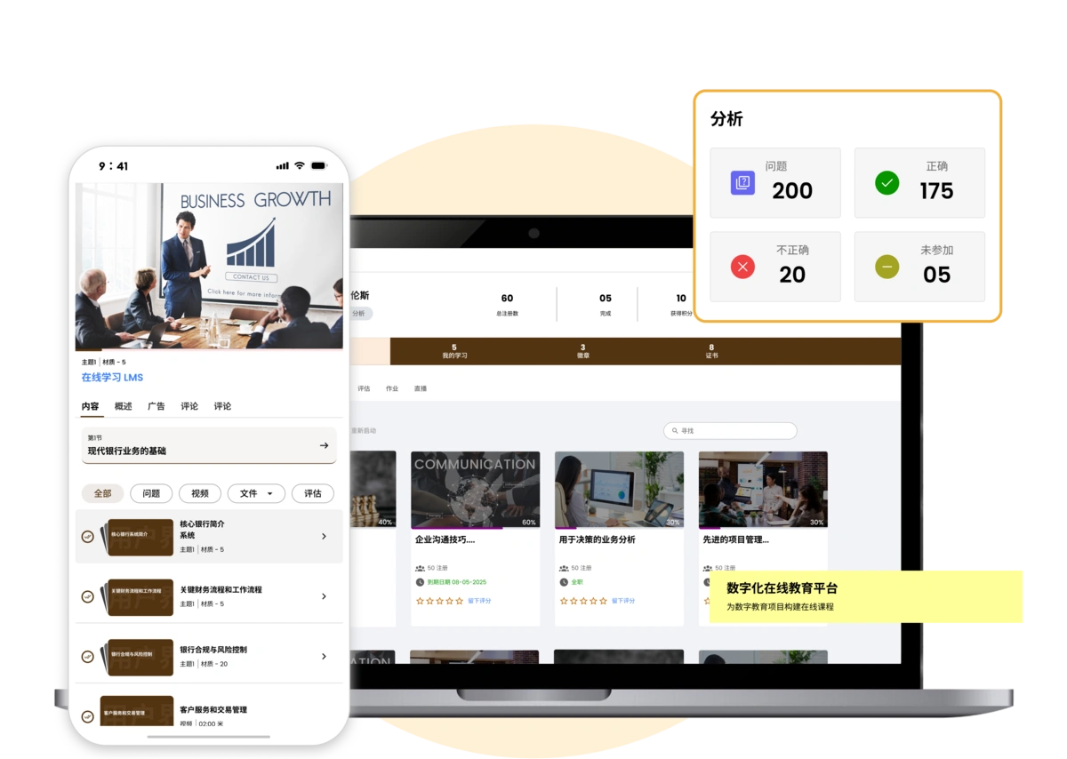 支持多终端访问的综合在线学习管理与培训平台。