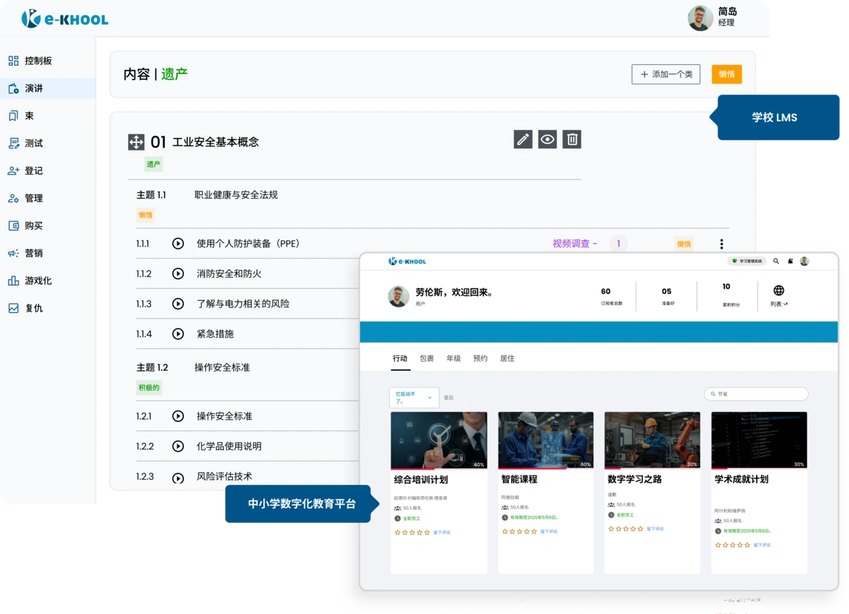 为中小学提供在线教学、作业管理与学习分析的 LMS 平台